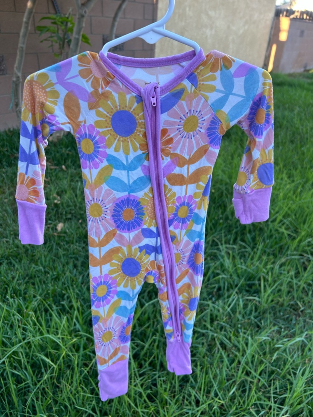 Little Sleepies Lavender and Yellow Floral Zip One-Piece Footie